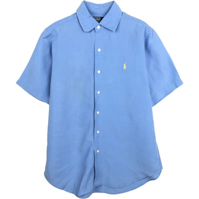 古着 ラルフローレン Ralph Lauren POLO by Ralph Lauren 半袖 リネンシャツ メンズM相当/eaa668162