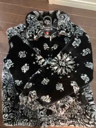 Supreme Bandana Faux Fur Bomber Jacket "Black"