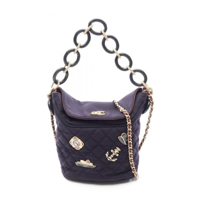シャネル CHANEL パリハンブルク マトラッセ 2WAY ショルダーバッグ バッグ ウール レザー レディース ネイビー系 A57868 【中古】