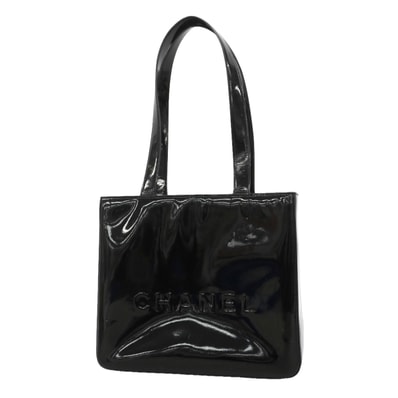 【6he5212】シャネル トートバッグ パテントレザー ブラック ゴールド金具【中古】レディース