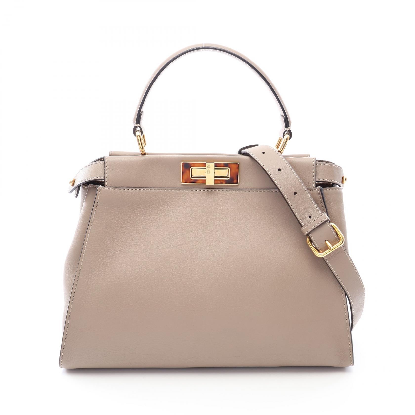 フェンディ FENDI ピーカブー レギュラー 2WAY ハンドバッグ バッグ レザー レディース ベージュ系 【中古】