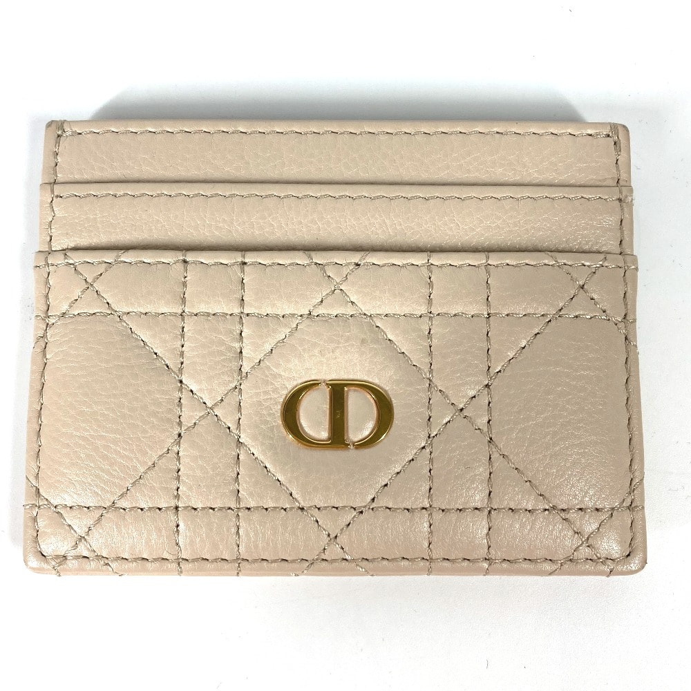 ディオール Dior CARO カロ カナージュ 名刺入れ パスケース カードケース レザー ベージュ 美品