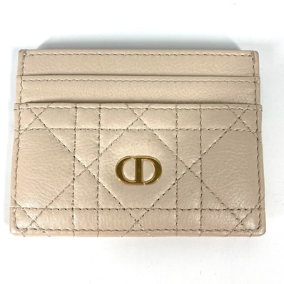 ディオール Dior CARO カロ カナージュ 名刺入れ パスケース カードケース レザー ベージュ 美品