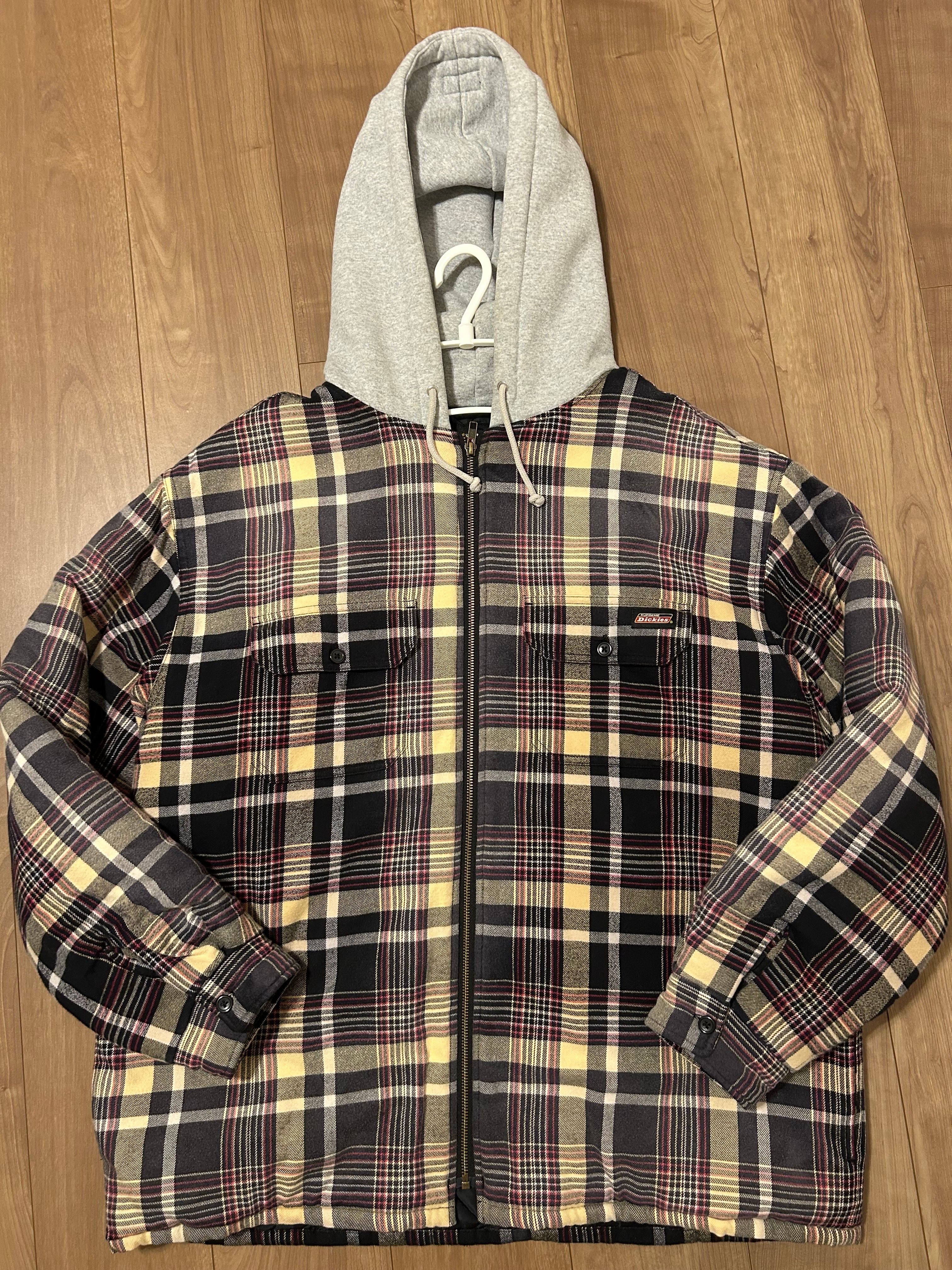 Supreme x Dickies Plaid Hooded Zip Up Shirt "Black"