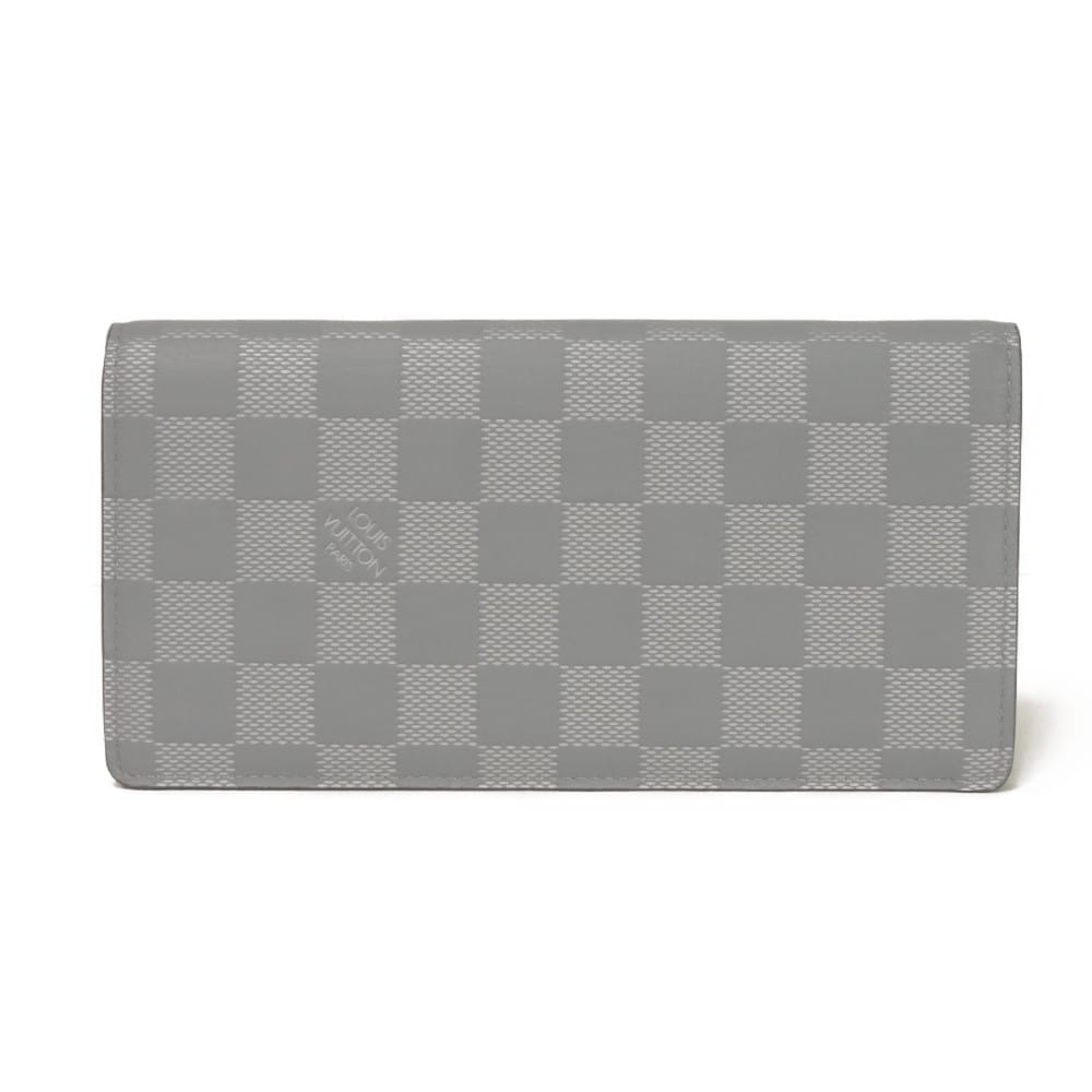 LOUIS VUITTON ルイ・ヴィトン ポルトフォイユ ブラザ 新型 ロゴ エンボス グレー 二つ折り 札入れ カードケース コインケース ダミエ アンフィニ ペールブルー 長財布 N60195
