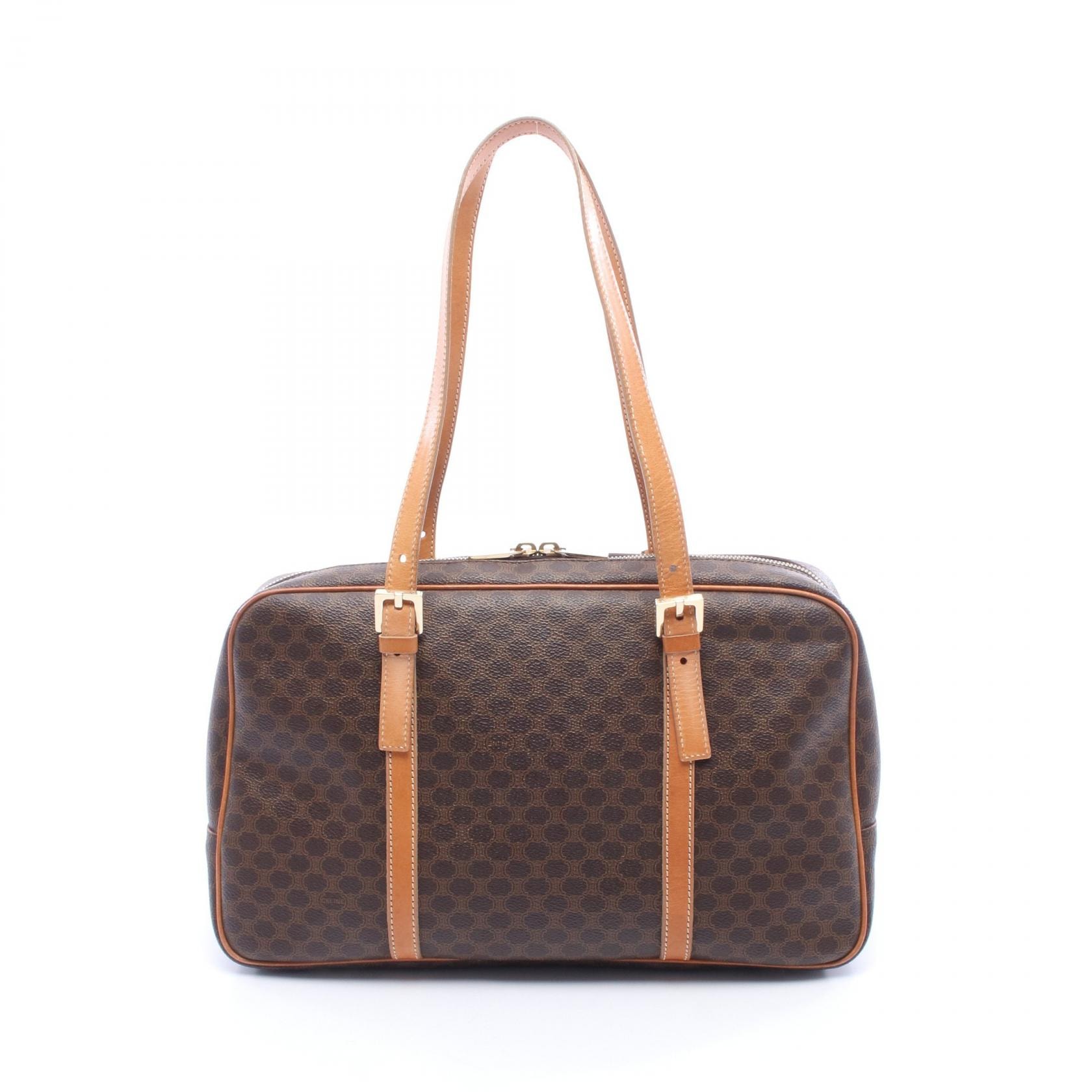 セリーヌ CELINE マカダム トートバッグ バッグ PVCコーティングキャンバス レザー レディース ブラウン系 / ベージュ系 【中古】