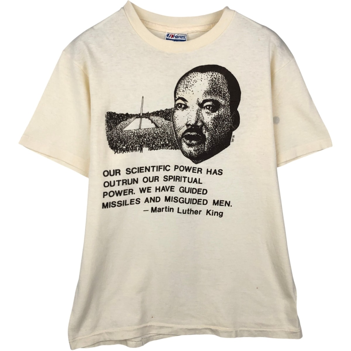 古着 80年代 ヘインズ Hanes 100% COTTON 青タグ キング牧師 偉人Tシャツ USA製 レディースM相当 ヴィンテージ/eaa640179