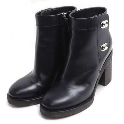 CHANEL シャネル ココマーク ターンロック ショートブーツ ブーツ ブラック G31285
36C サイドジップ レディース【中古】【美品】
