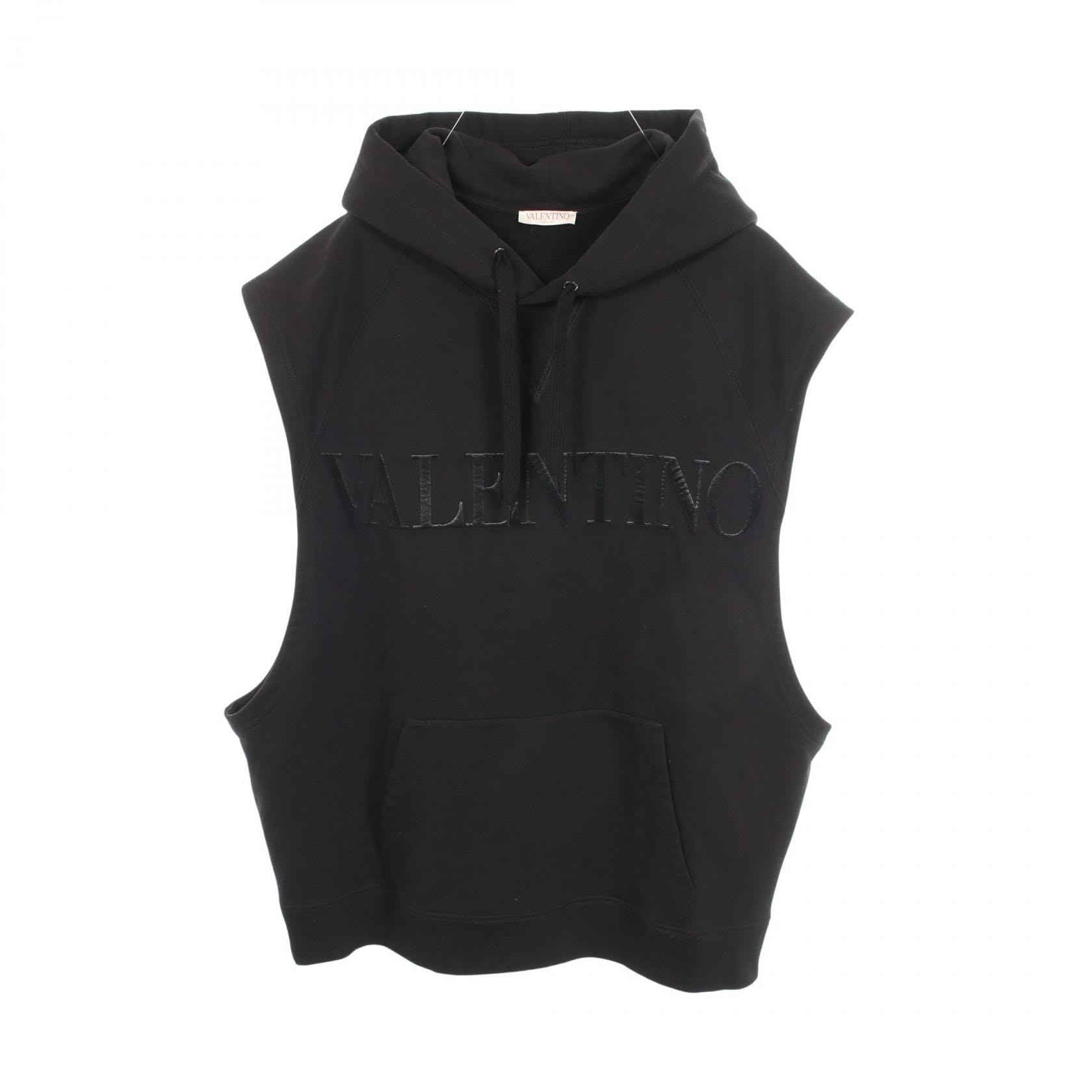 ヴァレンチノ Valentino エンボスロゴ ノースリーブ パーカー 衣料品 トップス コットン メンズ ブラック系 XV0MF21U8F8 【中古】