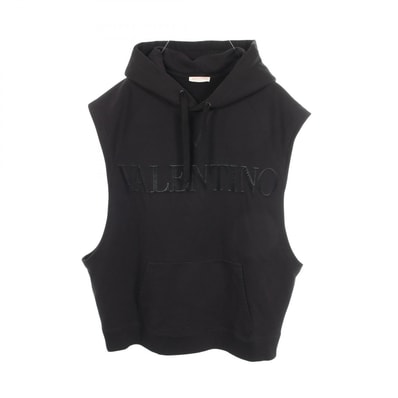 ヴァレンチノ Valentino エンボスロゴ ノースリーブ パーカー 衣料品 トップス コットン メンズ ブラック系 XV0MF21U8F8 【中古】