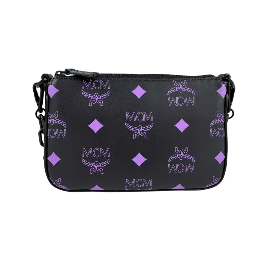 エム シー エム MCM ショルダーバッグ レザー ブラック×パープル レディース【中古】 z5598