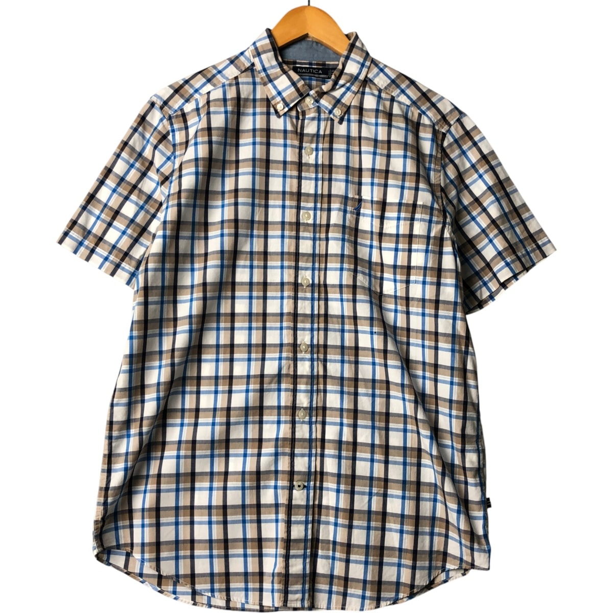 古着 00年代~ ノーティカ NAUTICA チェック柄 半袖 ボタンダウンシャツ メンズM相当/eaa572951