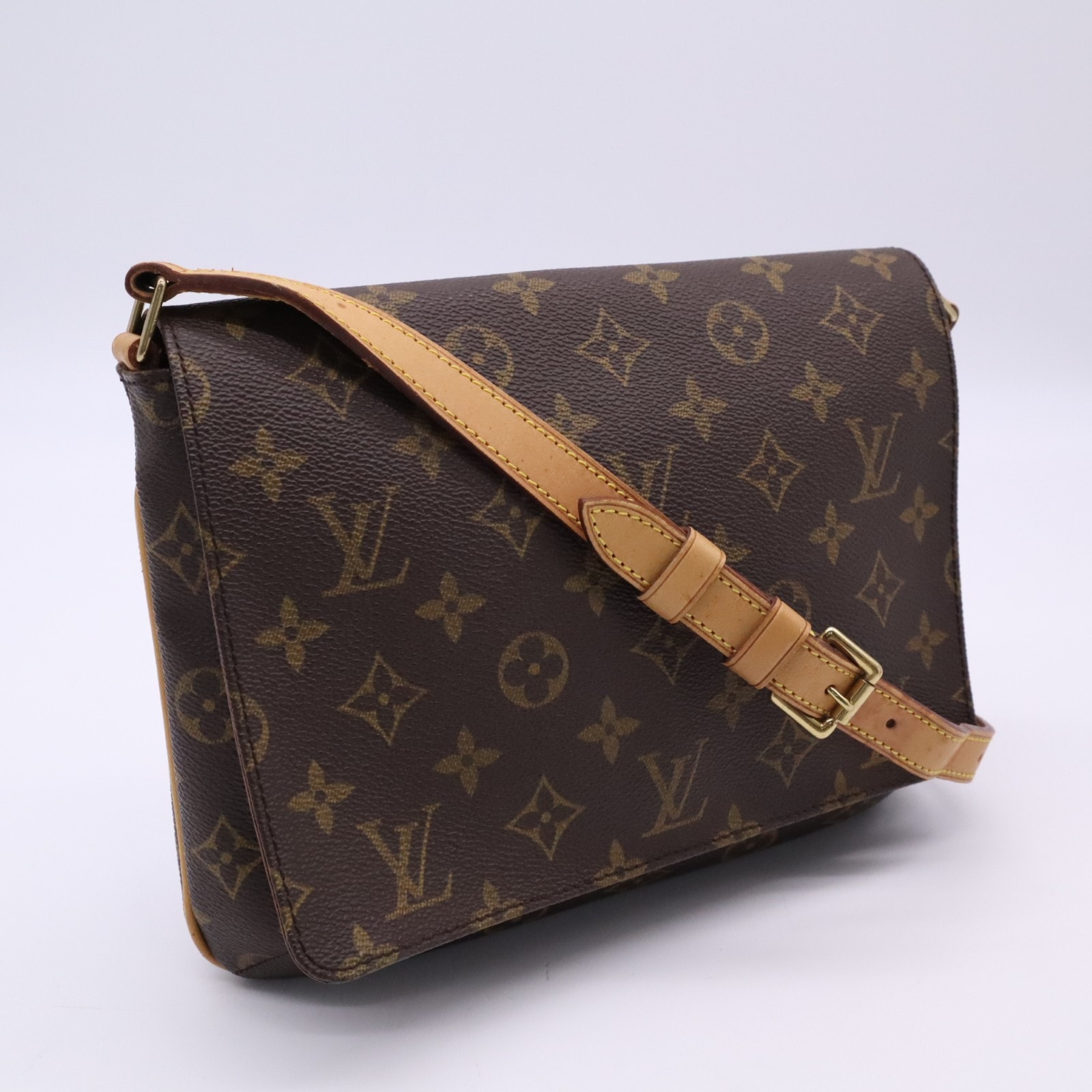 LOUIS VUITTON ルイ・ヴィトン モノグラム ミュゼット タンゴ ショート M51257 ショルダーバッグ ブラウン ベージュ コーティングキャンバス レザー レディース