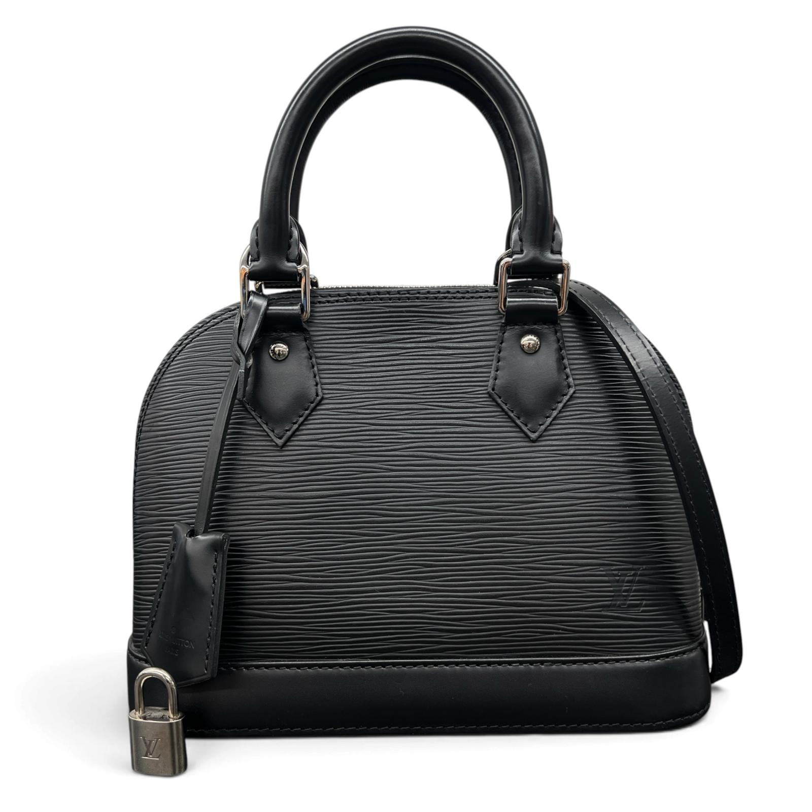 LOUIS VUITTON 美品 ルイヴィトン アルマBB エピ ノワール 2way ハンドバッグ ショルダーバッグ M40862 レザー AA4125 ブラック クロスボディ ポシェット LV ABランク 中古 鑑定済 ヴィトンバッグ