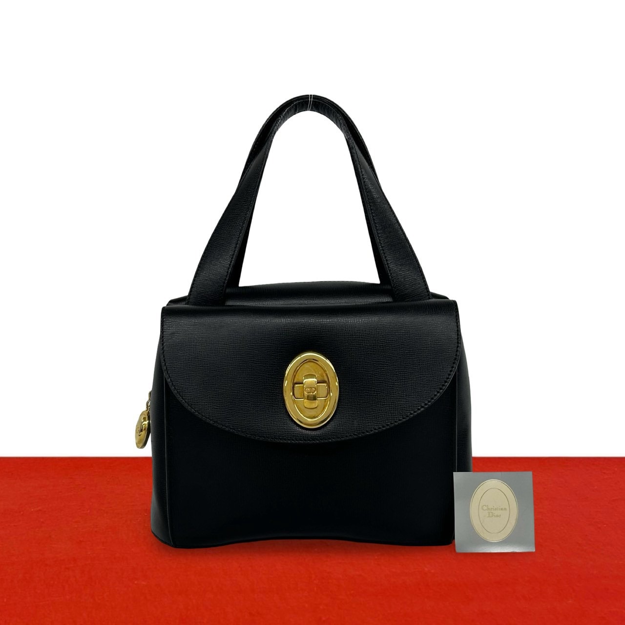 Christian Dior ディオール CD ロゴ レザー ハンドバッグ ブラック
40136