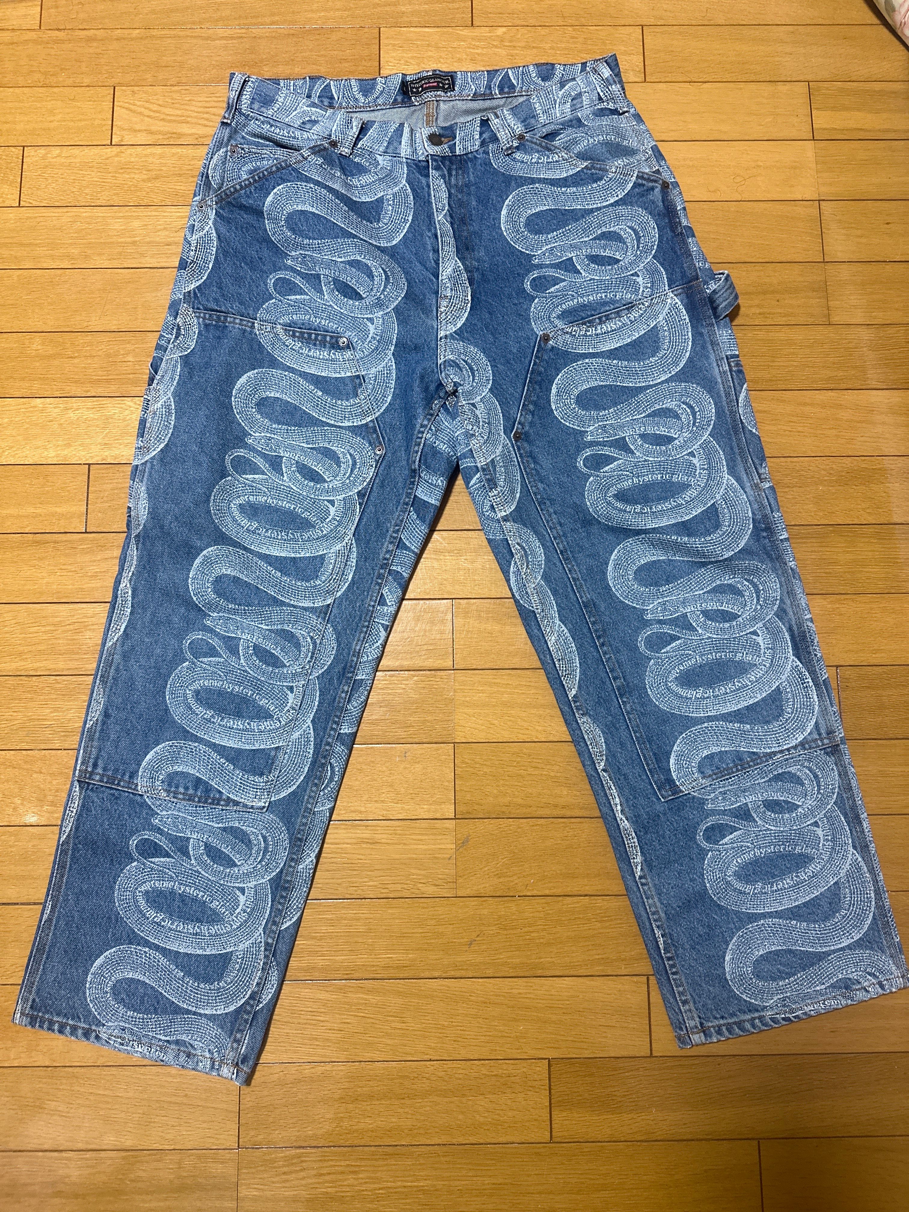 Supreme x HYSTERIC GLAMOUR Snake Double Knee Denim Painter Pant