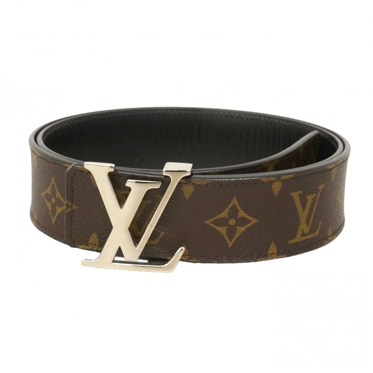 【6dc2514-k】ルイヴィトン ベルト モノグラム サンチュールLVイニシャル M9821 ブラウン【中古】メンズ