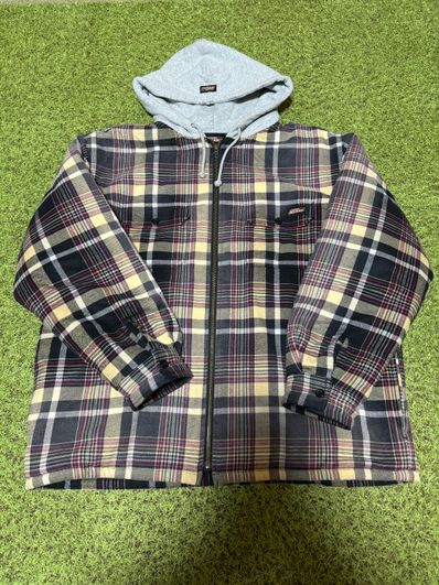 Supreme x Dickies Plaid Hooded Zip Up Shirt "Black"