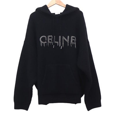 CELINE セリーヌ チェーン フーデッド セーター ブラック 2AG74430U L メンズ【中古】