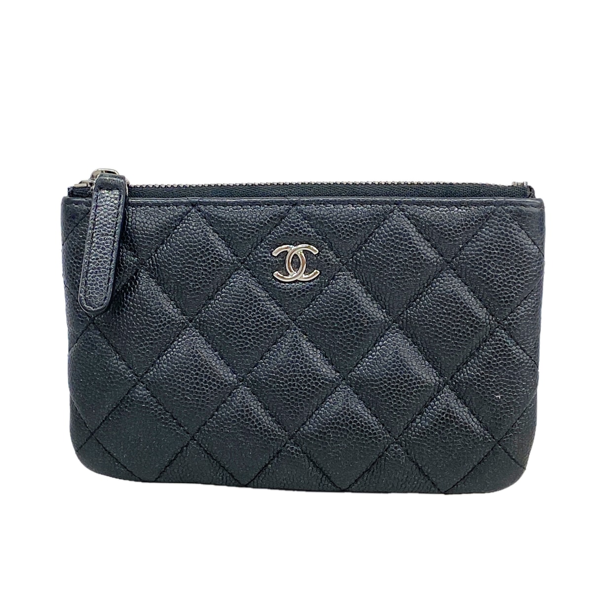 ★SALE【6id6365】シャネル コインケース マトラッセ キャビアスキン ブラック シルバー金具【中古】レディース