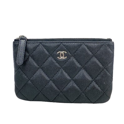 ★SALE【6id6365】シャネル コインケース マトラッセ キャビアスキン ブラック シルバー金具【中古】レディース