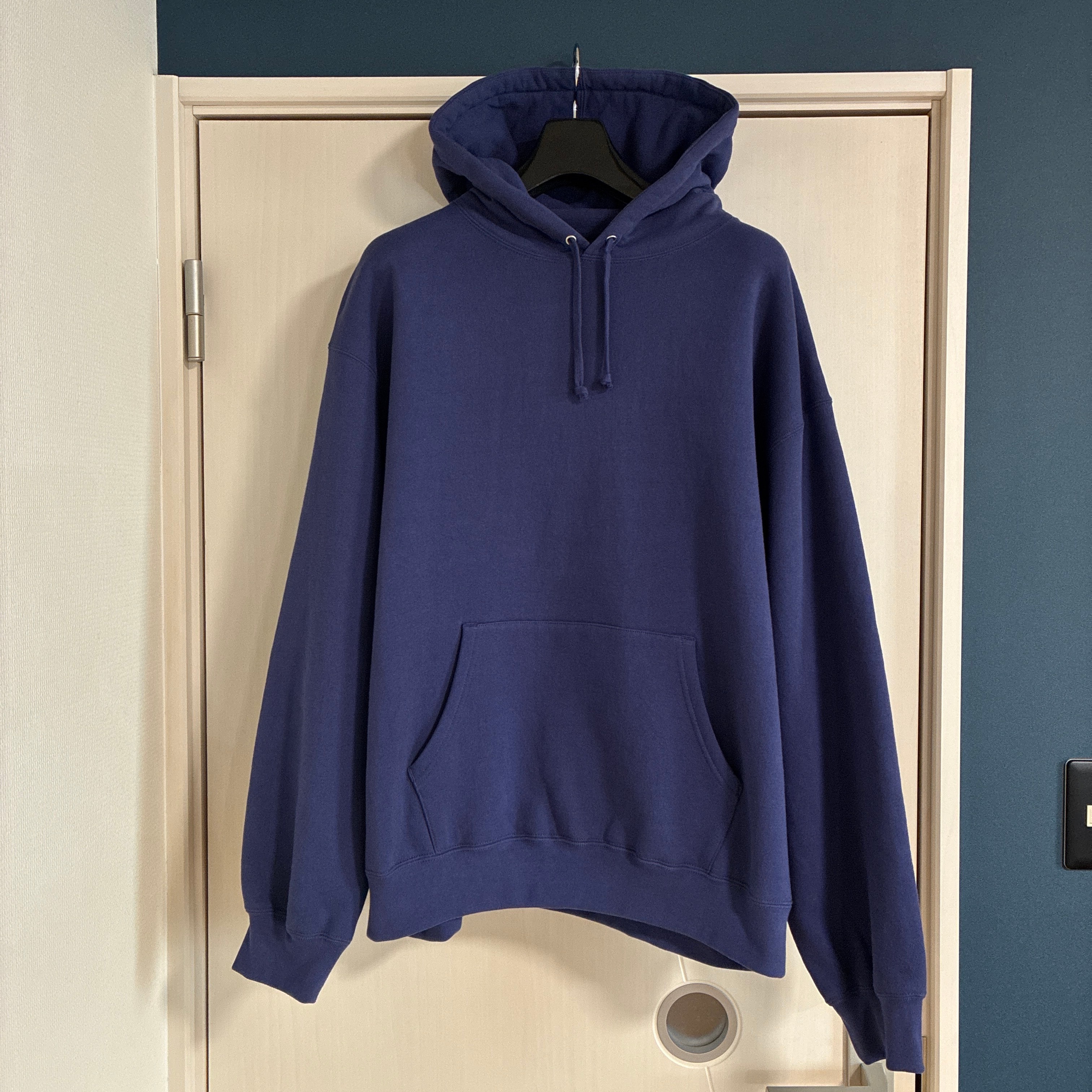 Supreme Satin Applique Hooded Sweatshirt "Washed Navy"