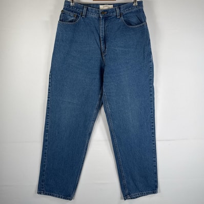 古着 エルエルビーン L.L.Bean デニムパンツ ジーパン テーパード ジーンズ 5ポケット リラックスフィット ブルー メンズ