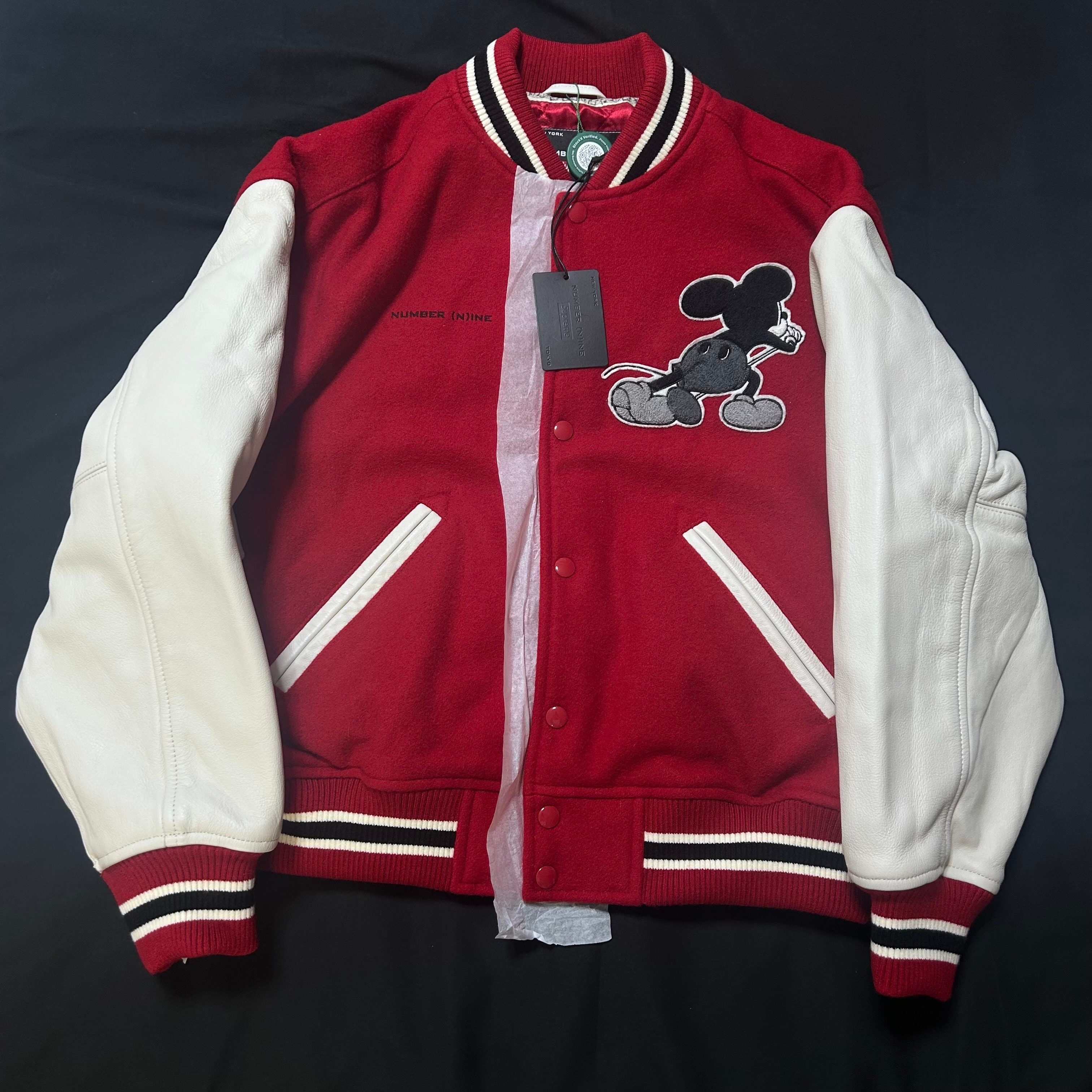 Supreme x Number (N)ine x Mickey Mouse Varsity Jacket "Red"