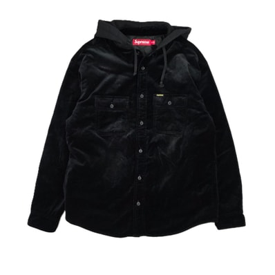 Supreme シュプリーム Quilted Lined Hooded Velvet Shirt 25AW フード付き 中綿ジャケット ブルゾン M コットン ポリエステル ブラック メンズ【中古】