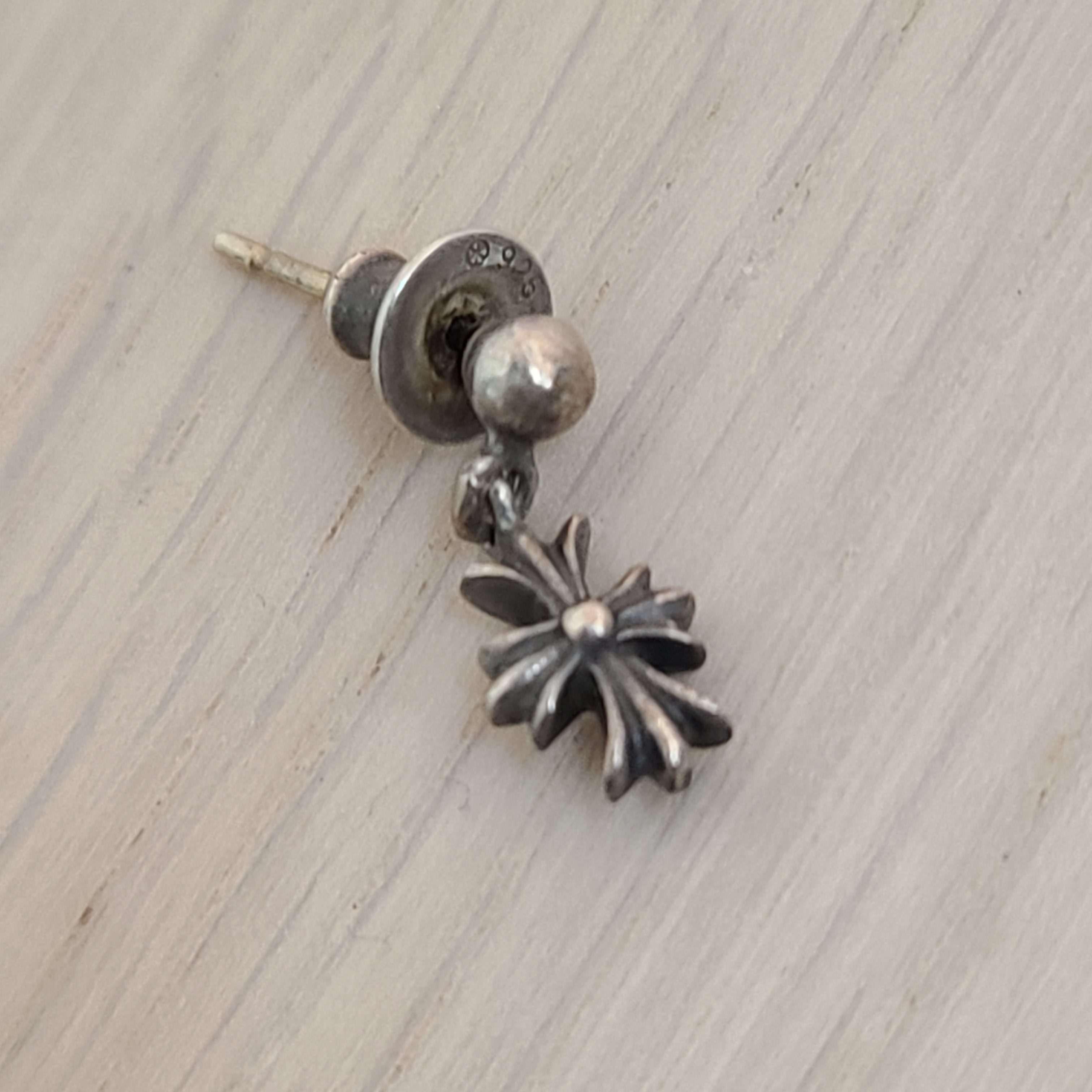 Chrome Hearts Tiny E CH Plus Drop Earrings "Silver"