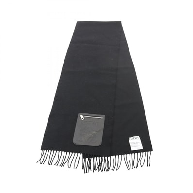 ロエベ LOEWE アナグラム マフラー 衣料品 ウール カシミヤ レディース ブラック系 FSA5SS1W01 【中古】