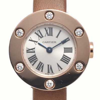 カルティエ CARTIER WE800531 ラブウォッチ K18PG 6Pダイヤモンド シルバー クォーツ レディース 良品 袋付き 腕時計 I#147642