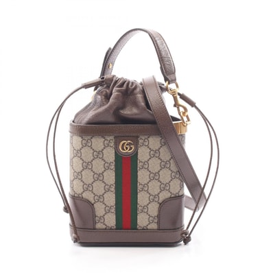 グッチ GUCCI オフィディア GGスプリーム ミニバケットバッグ 2WAY ハンドバッグ バッグ PVCコーティングキャンバス レザー レディース ベージュ系 / ブラウン系 752583 【中古】