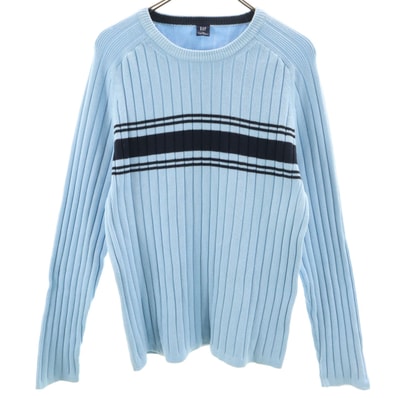 GAP ギャップ 長袖 リブ ニット M 水色 セーター