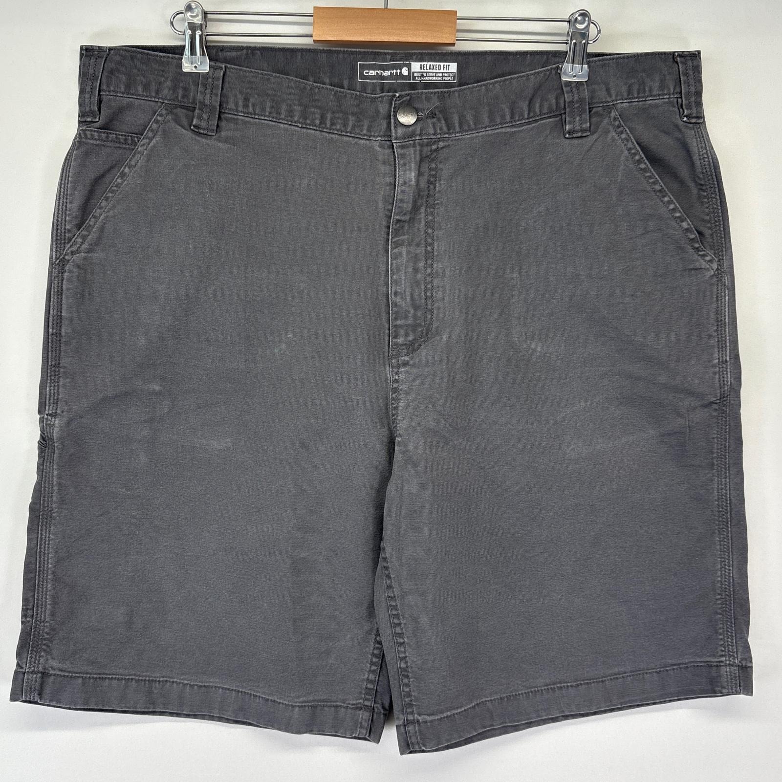 古着 カーハート Carhartt ショートパンツ ダック ハーフ 半ズボン 短パン 大きいサイズ カーゴ ワンポイント w42  グレー系 メンズ