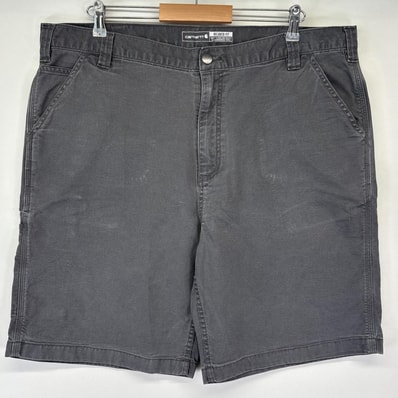 古着 カーハート Carhartt ショートパンツ ダック ハーフ 半ズボン 短パン 大きいサイズ カーゴ ワンポイント w42 グレー系 メンズ