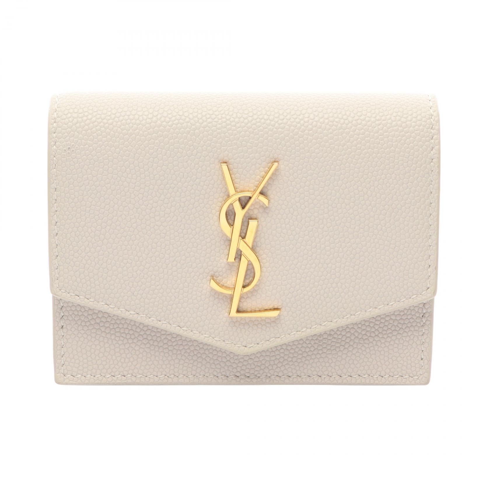 サンローランパリ SAINT LAURENT PARIS アップタウン カードケース アクセサリー レザー レディース ホワイト系 607685 【中古】