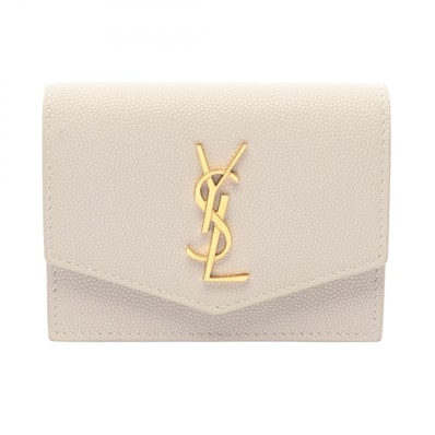 サンローランパリ SAINT LAURENT PARIS アップタウン カードケース アクセサリー レザー レディース ホワイト系 607685 【中古】