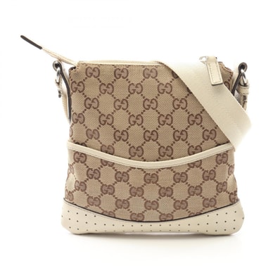グッチ GUCCI GGキャンバス ショルダーバッグ バッグ キャンバス レザー レディース ベージュ系 / ホワイト系 147671 【中古】