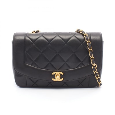 シャネル CHANEL マトラッセ ダイアナフラップ ショルダーバッグ バッグ ラムスキン(羊革) レディース ブラック系 A01164 【中古】