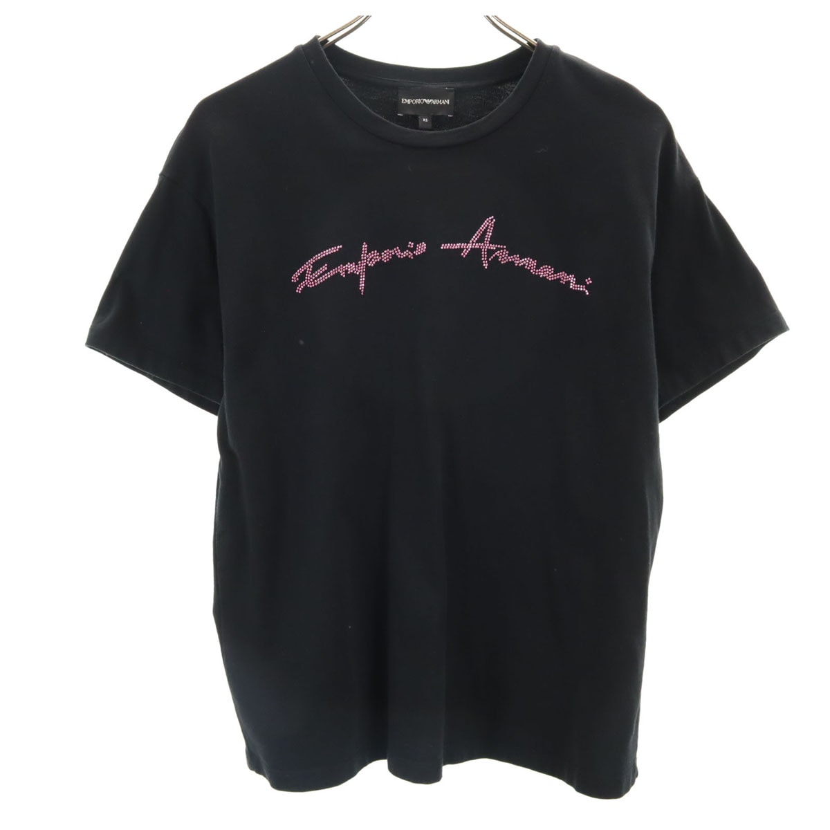 Emporio Armani エンポリオアルマーニ ブルガリア製 ストーンロゴ 半袖 Tシャツ XS ブラック