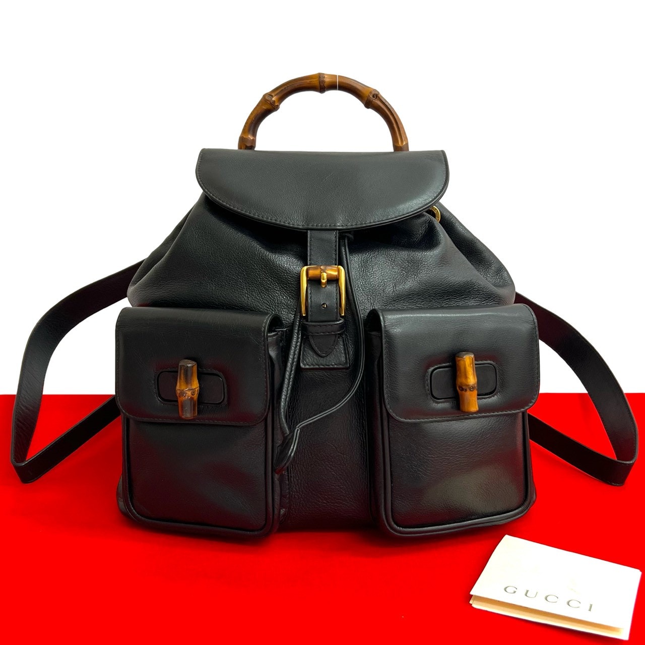 GUCCI グッチ バンブー レザー リュックサック ブラック
34223