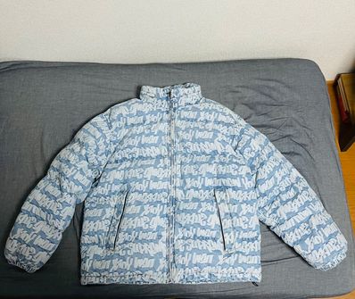 Supreme Fat Tip Jacquard Denim Puffer Jacket "Blue"