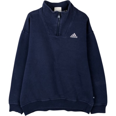 古着 90~00年代 アディダス adidas ハーフジップスウェットシャツ トレーナー メンズS相当/eaa647713