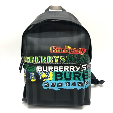 バーバリー BURBERRY グラフィック チェック リュックサック バック リュックサック PVC グレー 新品同様