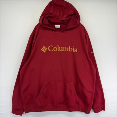 古着 デッドストック コロンビア Columbia スウェット パーカー デッドストック 大きいサイズ プルオーバー ロゴ 2XL レッド系 メンズ