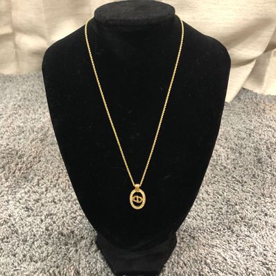 Dior Rhinestone CD Logo Necklace "Gold"