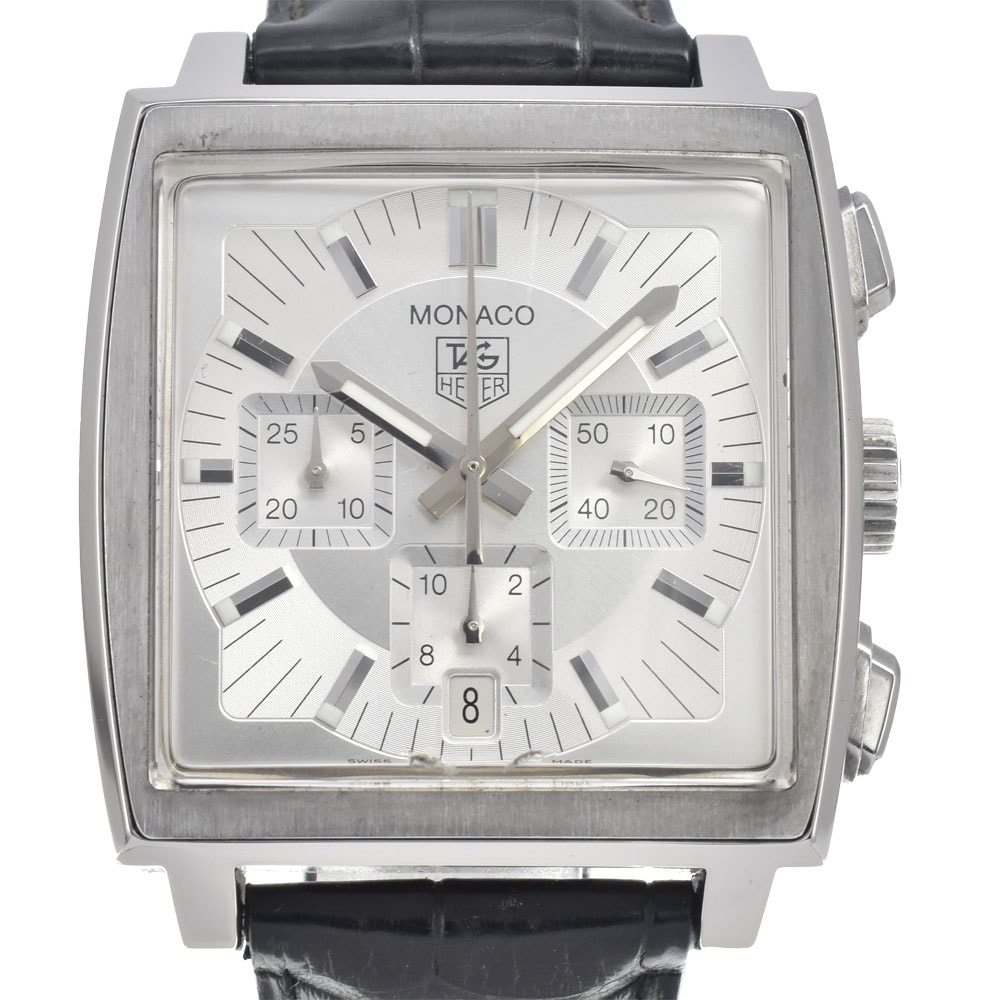値下 タグホイヤー TAG HEUER CW2112 モナコ ヴィンテージ シルバー 自動巻き メンズ 腕時計 E#147060