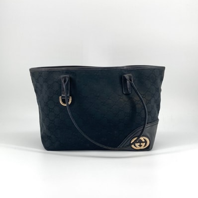 GUCCI(グッチ) ニューブリット ミディアム ゴールド金具 169946 トートバッグ ブラック