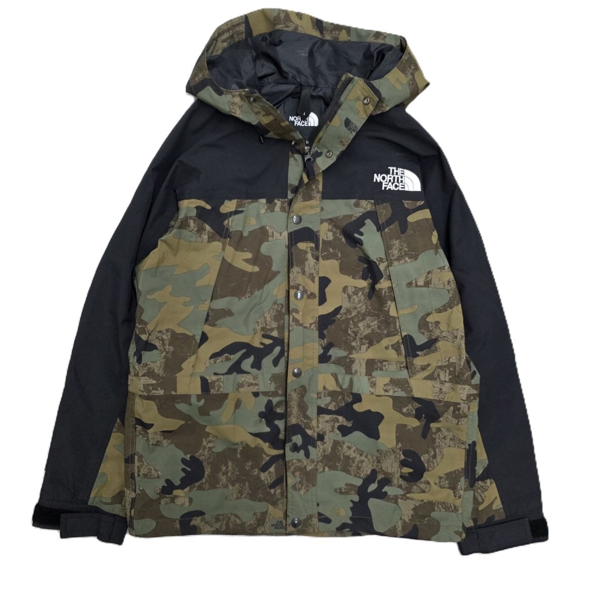 THE NORTH FACE ザ・ノースフェイス ノベルティマウンテンライトジャケット 迷彩 カモフラ マウンテンパーカー NP62135 L ナイロン カーキ ブラック メンズ【中古】